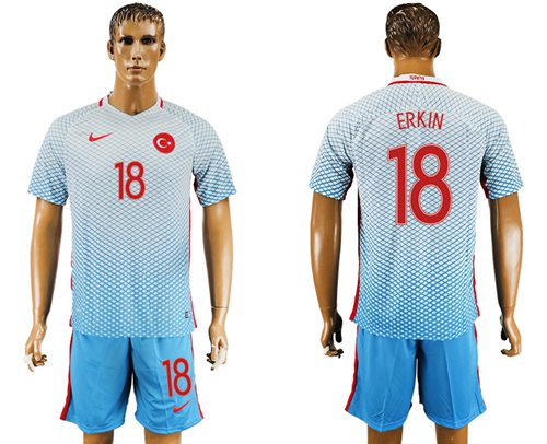 Turkey #18 Erkin Away Soccer Country Jersey - Click Image to Close